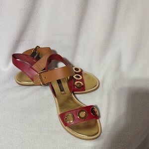 Louis Vuitton Red and Tan Sandals